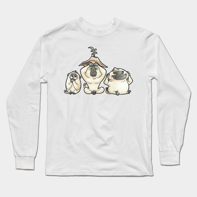 3 Monkeys Long Sleeve T-Shirt by Cromanart